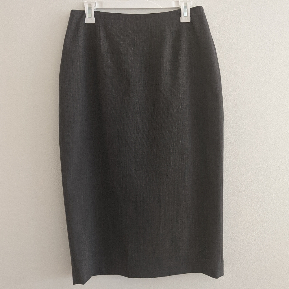 Caslon Wool Pencil Gray Midi Back Slit Skirt Size 10